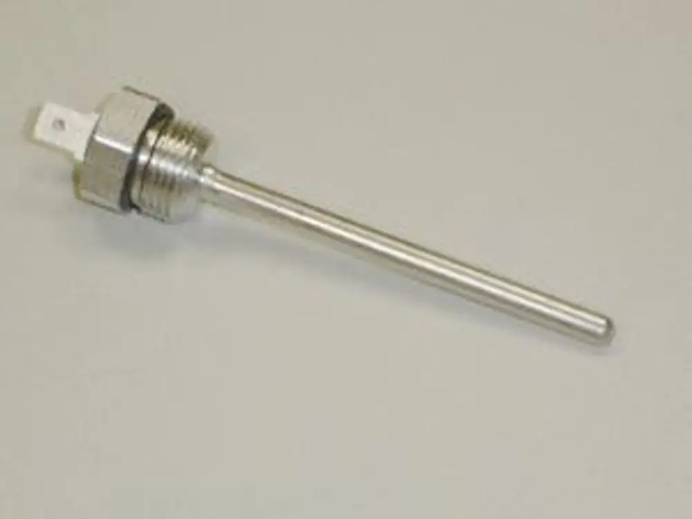 Kesselfühler von Remeha, Einschraubmodell mit einer langen, schmalen Sonde und einer Verbindungsmatrix. Ideal zur Temperaturüberwachung in Heizsystemen.